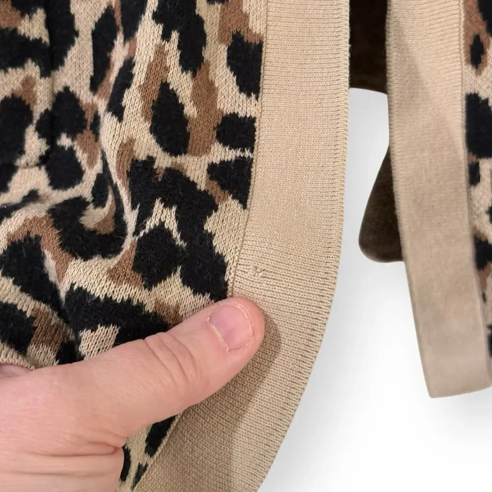 J Crew Leopard Print Cardigan M Long Open Front Cotton Mob Wife Animal print